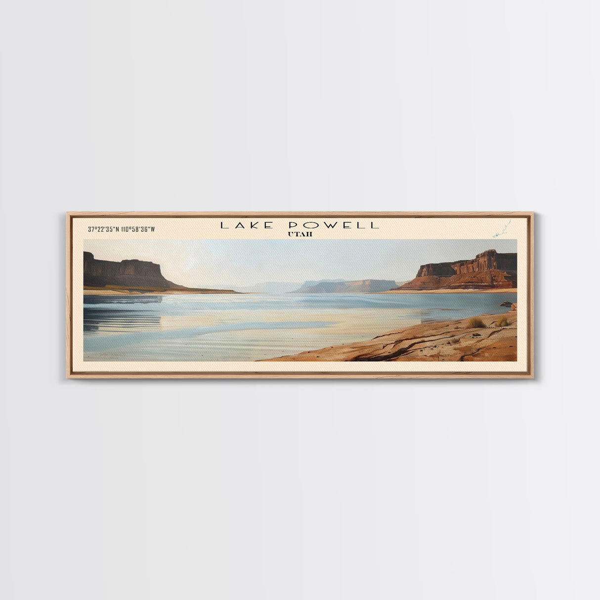 Lake Powell Utah Framed Canvas Print, Lake House Decor, Panoramic Wall Art, Travel Poster, Serene Landscape Painting, Modern Art