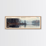 Lake Vermilion Minneapolis Framed Canvas Print, Lake House Decor, Panoramic Wall Art, Travel Poster, Scenic Landscape Painting, Rustic Art