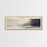 Leberge Framed Canvas Print, Lake House Decor, Panoramic Wall Art, Travel Poster, Scenic Landscape Painting, Rustic Art