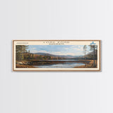 Mansfield Hollow Lake Connecticut Framed Canvas Print, Lake House Decor, Panoramic Wall Art, Travel Poster, Landscape Painting, Contemporary Art