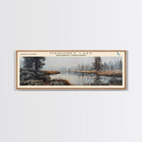 Mahoney Lake Framed Canvas Print, Lake House Decor, Panoramic Wall Art, Travel Poster, Scenic Landscape Painting, Bedroom Decor