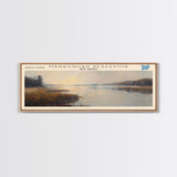 Manasquan Reservoir New Jersey Framed Canvas Print, Lake House Decor, Panoramic Wall Art, Travel Poster, Beautiful Landscape Painting, Modern Art