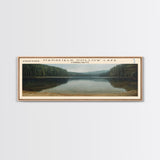 Mansfield Hollow Lake Connecticut Framed Canvas Print, Lake House Decor, Panoramic Wall Art, Travel Poster, Landscape Painting, Contemporary Art