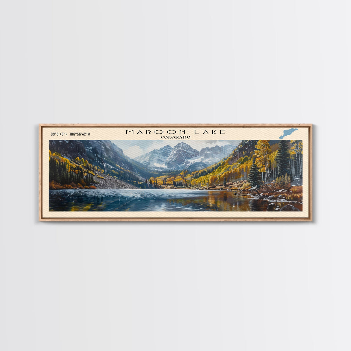 Monksville Reservoir New Jersey Framed Canvas Print, Lake House Decor, Panoramic Wall Art, Travel Poster, Landscape Painting, Bedroom Decor