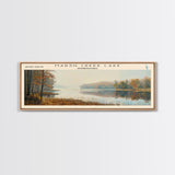 Marsh Creek Lake Pennsylvania Framed Canvas Print, Lake House Decor, Panoramic Wall Art, Travel Poster, Landscape Painting, Modern Art