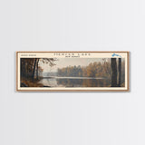 Mercer Lake New Jersey Framed Canvas Print, Lake House Decor, Panoramic Wall Art, Travel Poster, Landscape Painting, Bedroom Decor