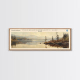 Mooselookmeguntic Lake Maine Framed Canvas Print, Lake House Decor, Panoramic Wall Art, Travel Poster, Landscape Painting, Modern Art