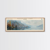 Nagagami Lake Framed Canvas Print, Lake House Decor, Panoramic Wall Art, Travel Poster, Landscape Painting, Bedroom Decor