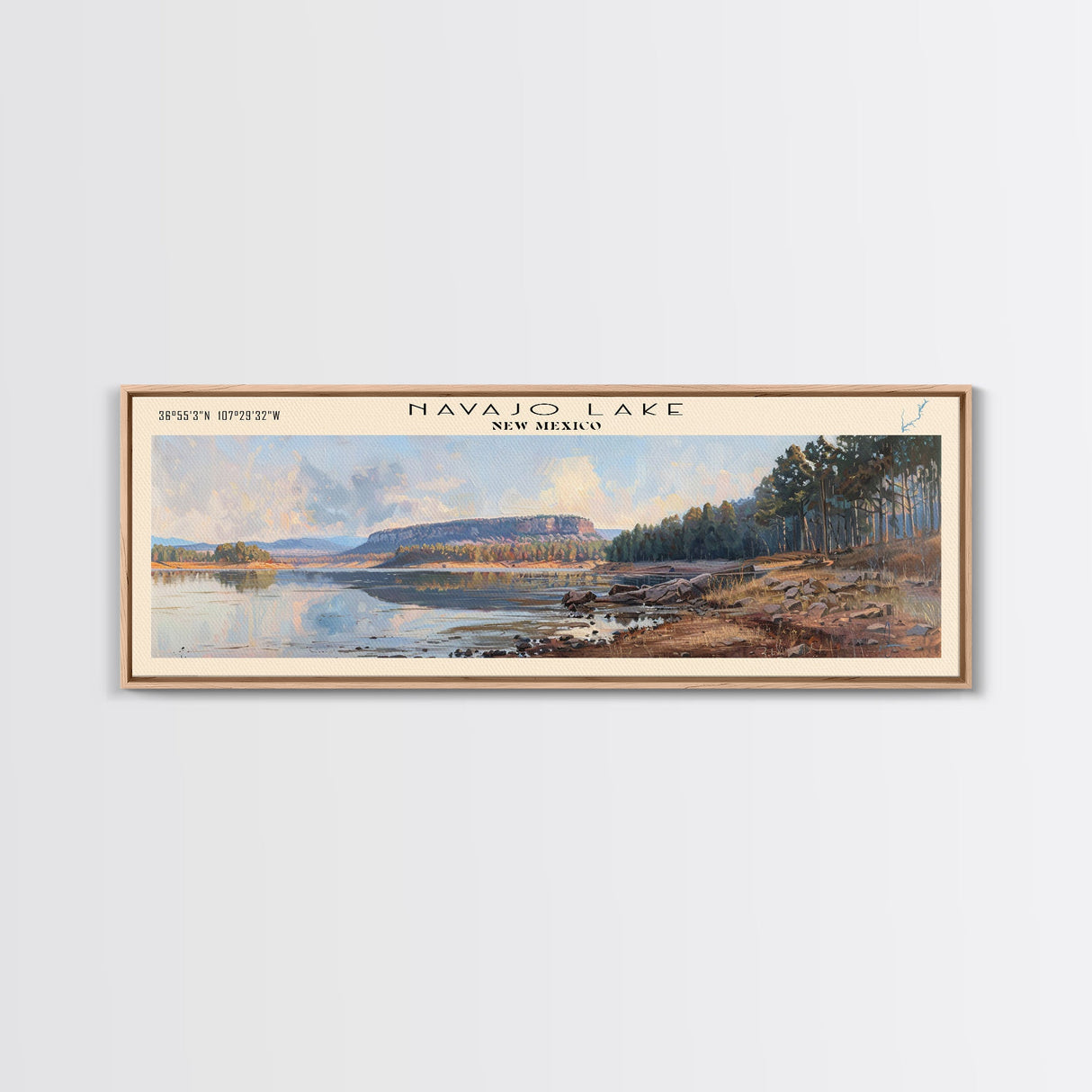 Odell Lake Oregon Framed Canvas Print, Lake House Decor, Panoramic Wall Art, Travel Poster, Landscape Painting, Modern Art