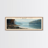 Otis Reservoir Massachusetts Framed Canvas Print, Lake House Decor, Panoramic Wall Art, Travel Poster, Landscape Painting, Bedroom Decor