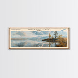 Pelican Lake Framed Canvas Print, Lake House Decor, Panoramic Wall Art, Travel Poster, Scenic Landscape Painting, Contemporary Art