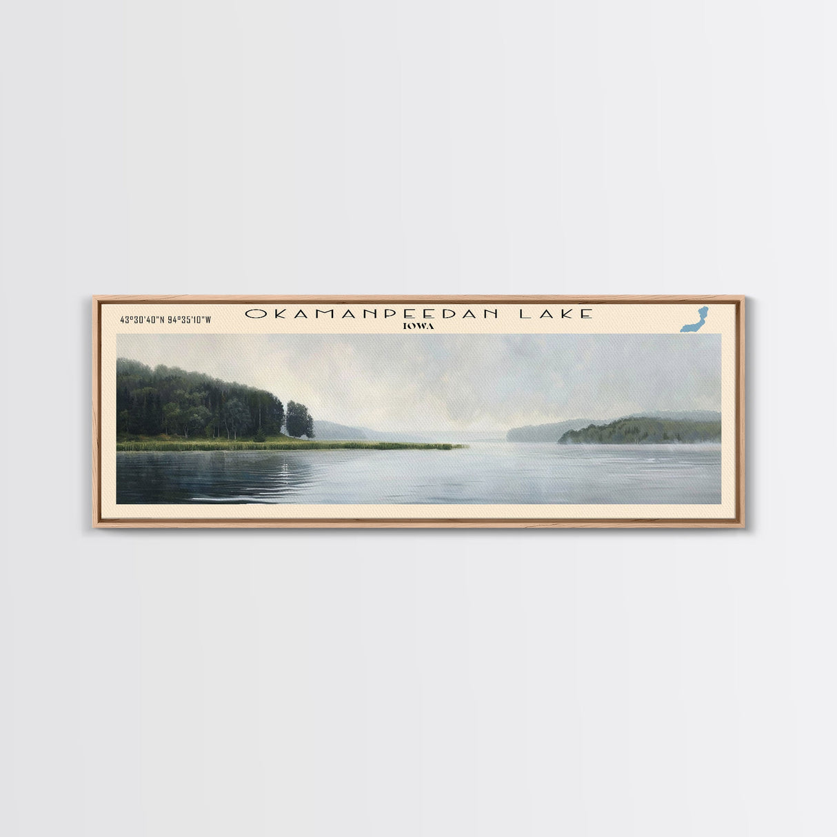 Perry Lake Kansas Framed Canvas Print, Lake House Decor, Panoramic Wall Art, Travel Poster, Beautiful Landscape Painting, Living Room Decor