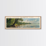 Rathbun Lake Iowa Framed Canvas Print, Lake House Decor, Panoramic Wall Art, Travel Poster, Beautiful Landscape Painting, Living Room Decor