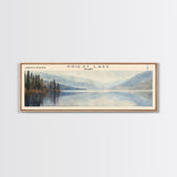 Priest Lake Idaho Framed Canvas Print, Lake House Decor, Panoramic Wall Art, Travel Poster, Beautiful Landscape Painting, Living Room Decor