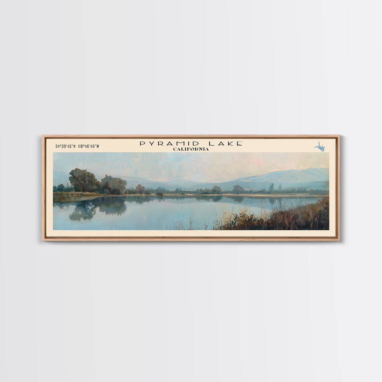 Ross Barnett Reservoir Mississippi Framed Canvas Print, Lake House Decor, Panoramic Wall Art, Travel Poster, Scenic Landscape Painting, Home Decor