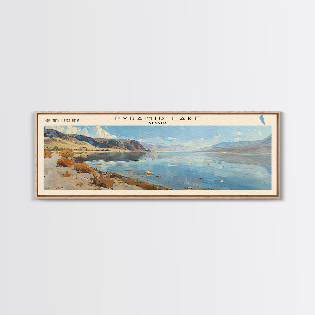 Rose Valley Lake Pennsylvania Framed Canvas Print, Lake House Decor, Panoramic Wall Art, Travel Poster, Beautiful Landscape Painting, Contemporary Art