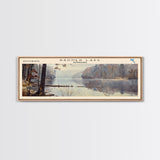 Round Valley Reservoir New Jersey Framed Canvas Print, Lake House Decor, Panoramic Wall Art, Travel Poster, Tranquil Landscape, Modern Art