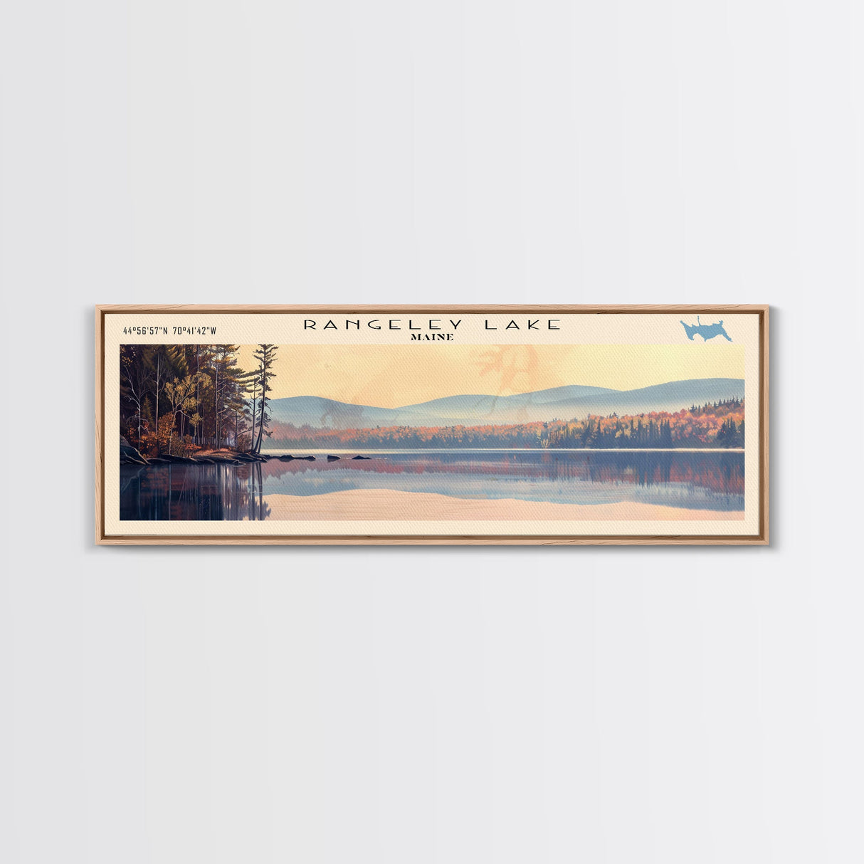 Sandy Lake Framed Canvas Print, Lake House Decor, Panoramic Wall Art, Travel Poster, Serene Landscape Painting, Bedroom Decor