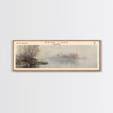 Rend Lake Illinois Framed Canvas Print, Lake House Decor, Panoramic Wall Art, Travel Poster, Beautiful Landscape Painting, Contemporary Art