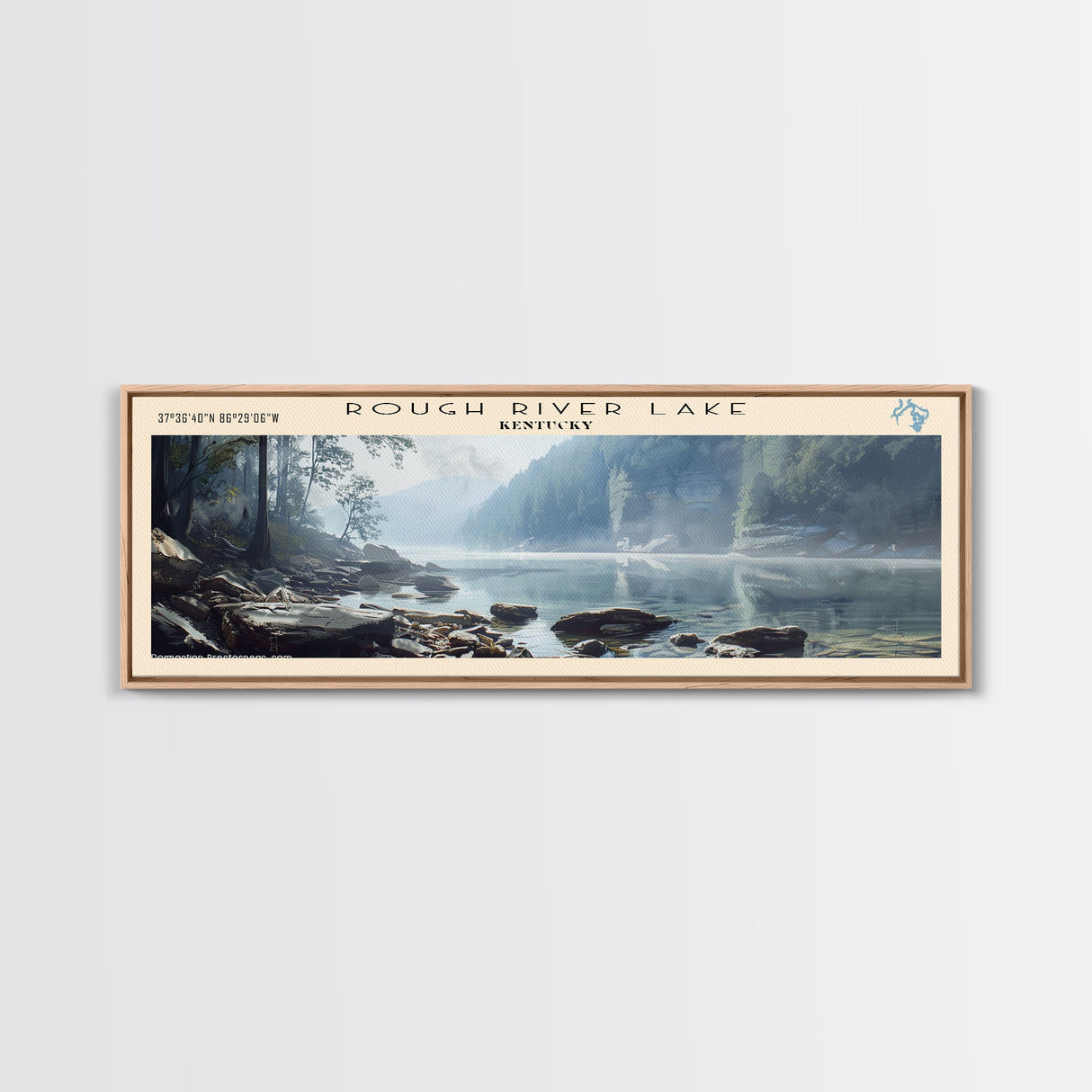 Shenango River Lake Pennsylvania Panoramic Framed Canvas Print, Lake House Decor, Wall Art, Travel Poster, Beautiful Lake Scene, Bedroom Decor