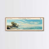 Salton Sea Framed Canvas Print, Lake House Decor, Panoramic Wall Art, Travel Poster, Unique Lake Painting, Modern Art