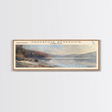 Saugatuck Reservoir Connecticut Framed Canvas Print, Lake House Decor, Panoramic Wall Art, Travel Poster, Scenic Lake Painting, Living Room Decor