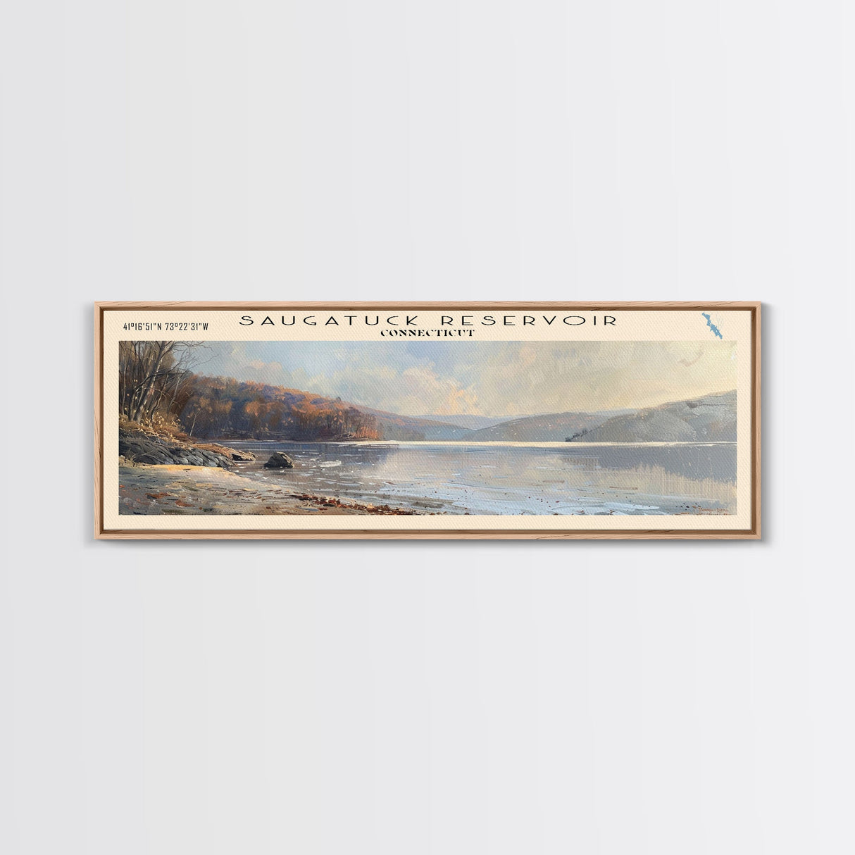 Skiatook Lake Oklahoma Panoramic Framed Canvas Print, Lake House Decor, Wall Art, Travel Poster, Beautiful Lake Scene, Bedroom Decor