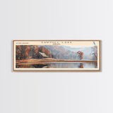 Sawmill Lake Indiana Framed Canvas Print, Lake House Decor, Panoramic Wall Art, Travel Poster, Serene Lake Painting, Bedroom Decor