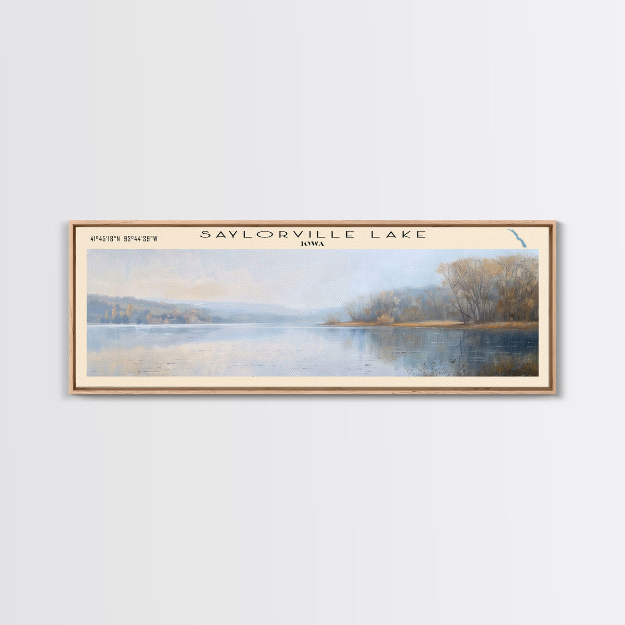 Saylorville Lake Iowa Framed Canvas Print, Lake House Decor, Panoramic Wall Art, Travel Poster, Beautiful Lake Scene, Home Decor