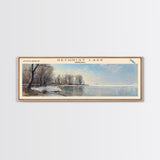 Sechrist Lake Indiana Framed Canvas Print, Lake House Decor, Panoramic Wall Art, Travel Poster, Serene Lake Painting, Bedroom Decor