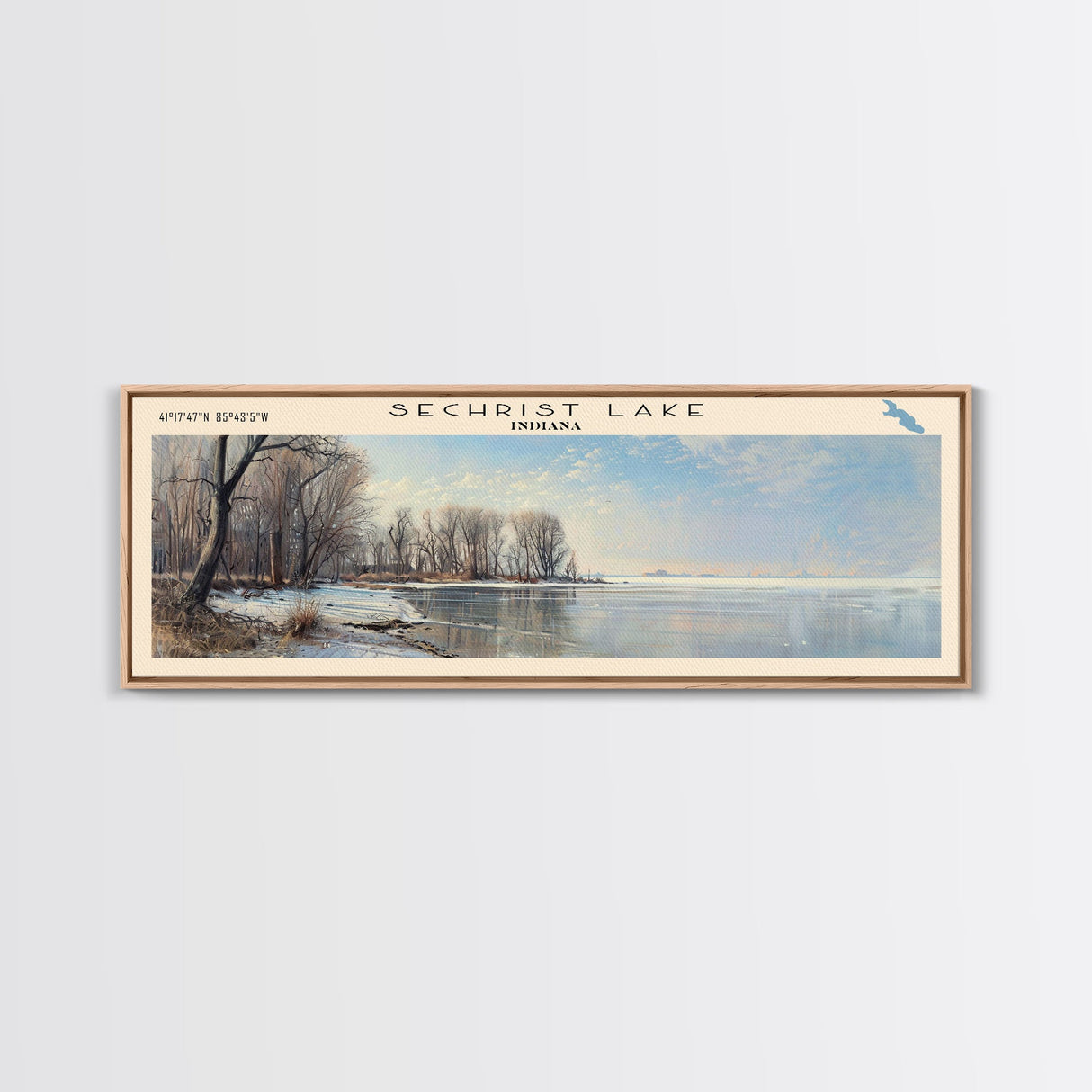 Smoothstone Lake Panoramic Framed Canvas Print, Lake House Decor, Wall Art, Travel Poster, Scenic Landscape, Living Room Decor, Beautiful Lake