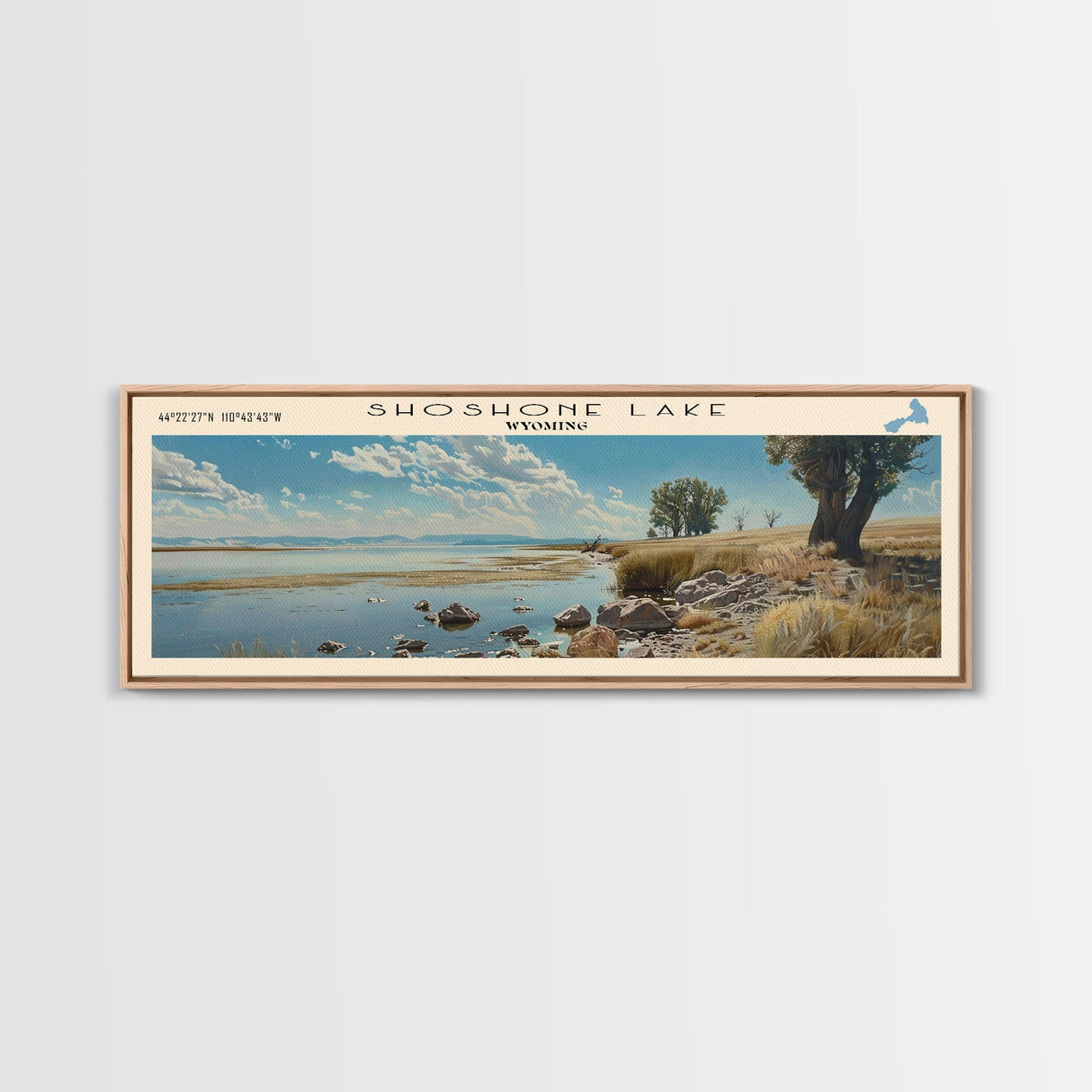 Shoshone Lake Wyoming Panoramic Framed Canvas Print, Lake House Decor, Wall Art, Travel Poster, Tranquil Landscape, Living Room Decor