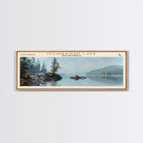 Smallwood Michikamau Lake Panoramic Framed Canvas Print, Lake House Decor, Wall Art, Travel Poster, Scenic Landscape, Bedroom Decor