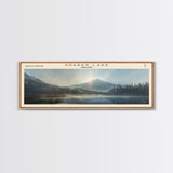 Sparks Lake Oregon Panoramic Framed Canvas Print, Lake House Decor, Wall Art, Travel Poster, Tranquil Landscape, Living Room Decor