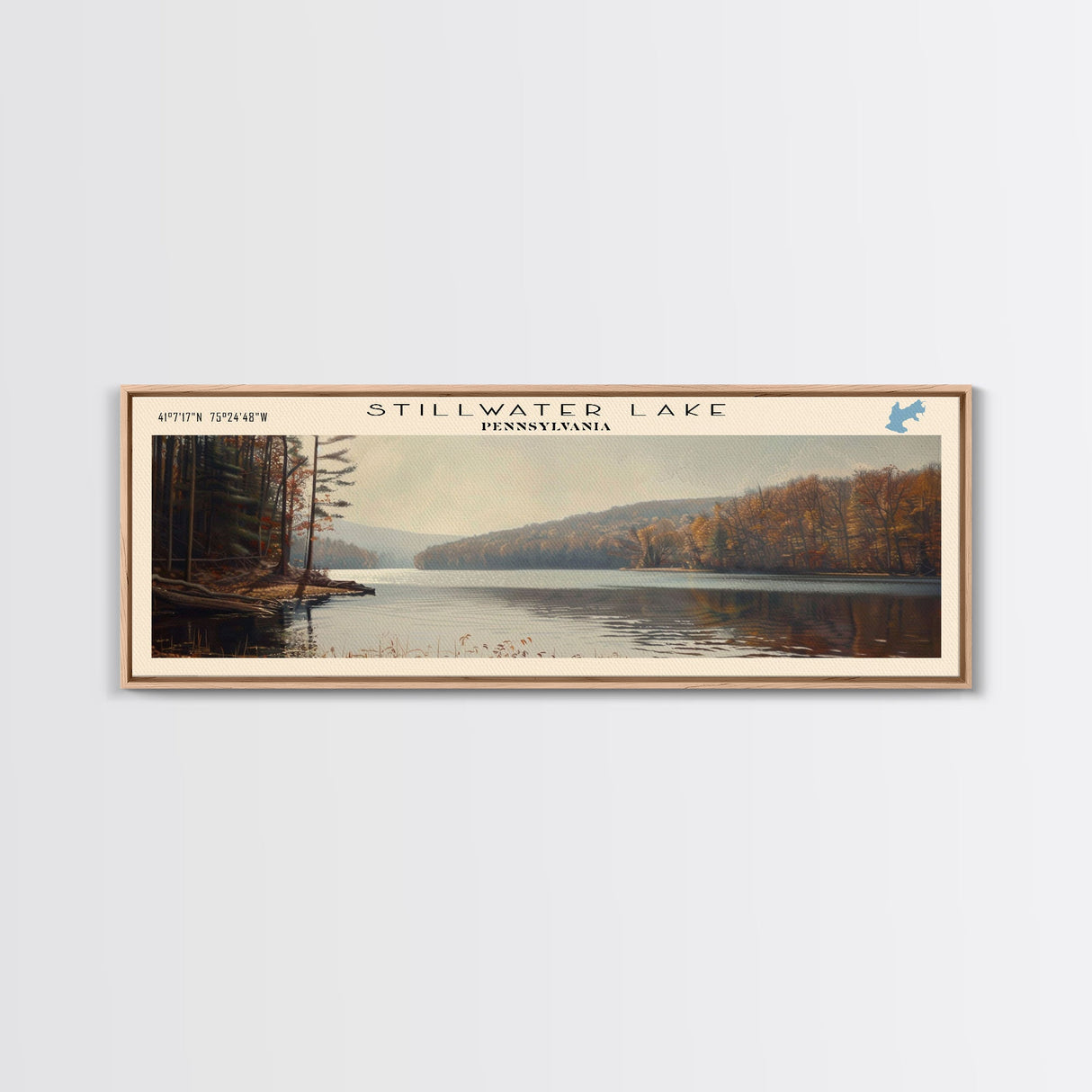 Tappan Lake Ohio Panoramic Wall Art, Framed Canvas Print, Lake House Decor, Travel Poster, Scenic Lake Scene, Living Room Decor