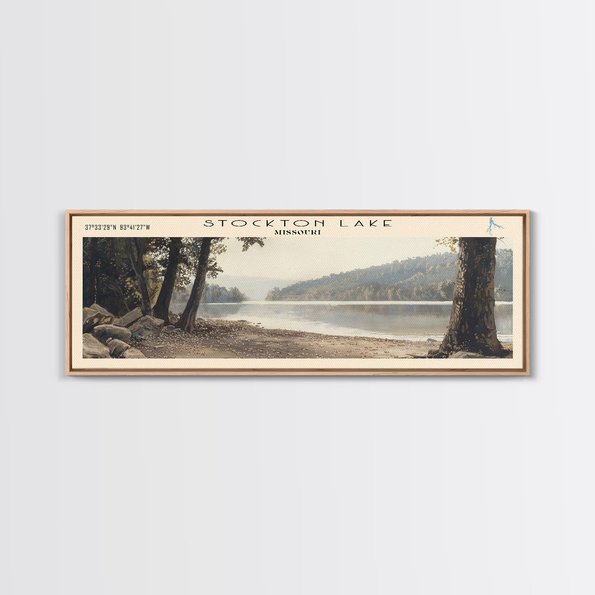 Tathlina Lake Panoramic Wall Art, Framed Canvas Print, Lake House Decor, Travel Poster, Scenic Landscape, Bedroom Decor, Nature Art