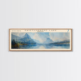 Swiftcurrent Lake Montana Panoramic Wall Art, Framed Canvas Print, Lake House Decor, Travel Poster, Tranquil Landscape, Modern Art, Bedroom Decor