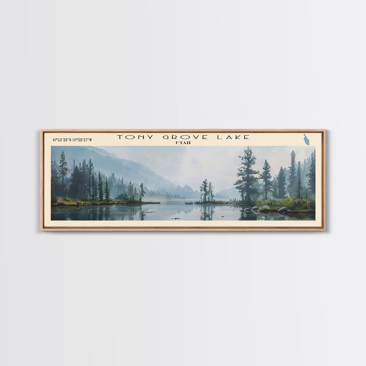 Tutna Lake Panoramic Wall Art, Framed Canvas Print, Lake House Decor, Travel Poster, Beautiful Lake Scene, Bedroom Decor