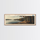 Walden Pond Massachusetts Panoramic Wall Art, Framed Canvas Print, Lake House Decor, Travel Poster, Scenic Lake Scene, Bedroom Decor