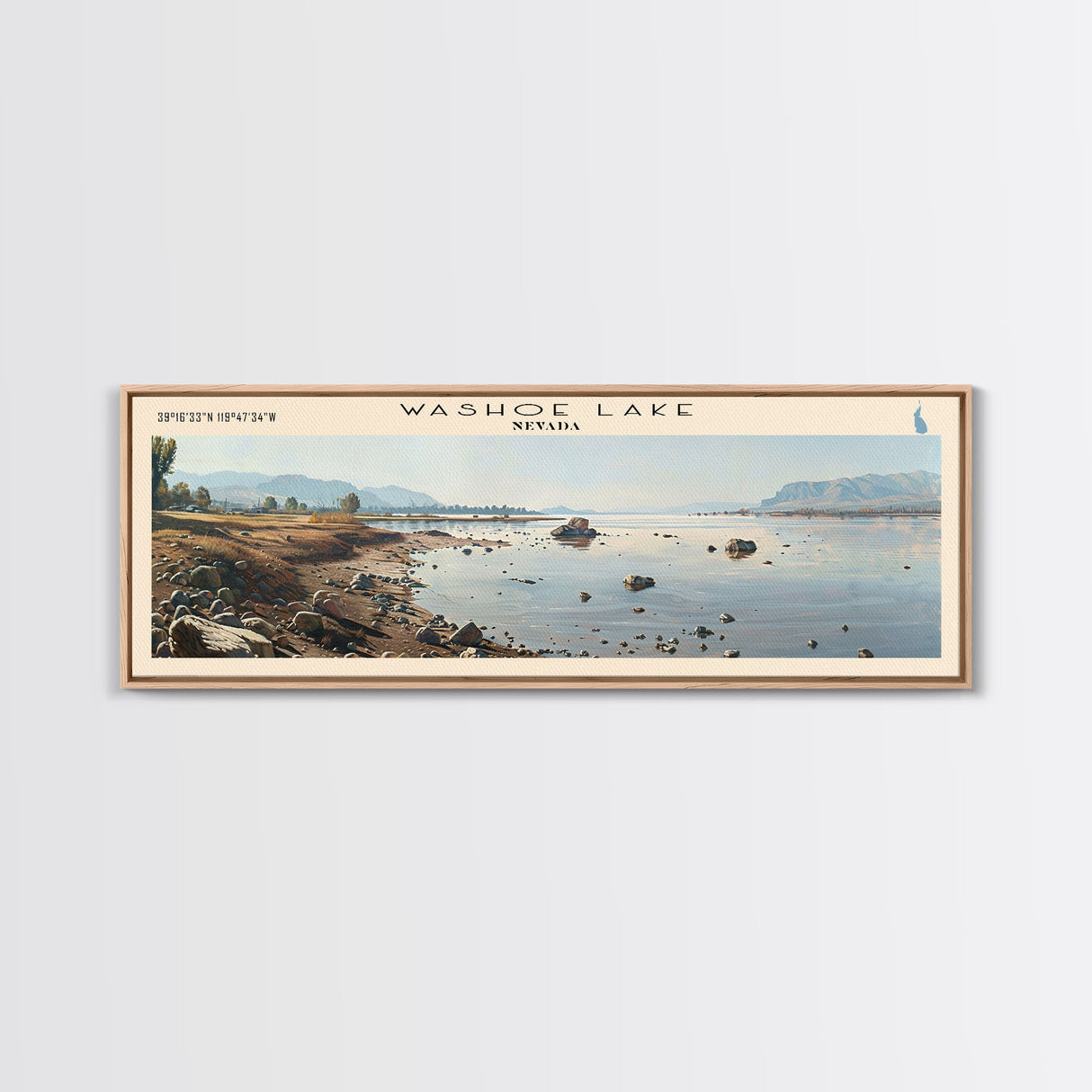 Winnipeg Lake Michigan Panoramic Wall Art, Framed Canvas Print, Lake House Decor, Travel Poster, Scenic Lake Scene, Bedroom Decor