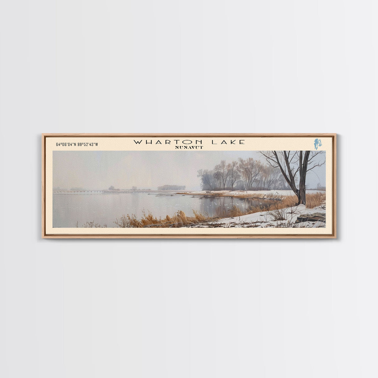 Wharton Lake Panoramic Wall Art, Framed Canvas Print, Lake House Decor, Travel Poster, Beautiful Lake Scene, Living Room Art