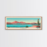 Alamo Lake Arizona Framed Canvas Print, Panoramic Travel Poster, Midcentury Modern Wall Art, Pop Art, Scenic Bedroom Art