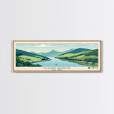 Allegheny Reservoir New York Framed Canvas Print, Panoramic Travel Poster, Pop Art, Midcentury Modern Wall Art, Lake House Art