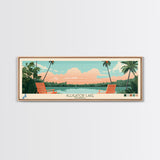 Alligator Lake Florida Framed Canvas Print, Panoramic Travel Poster, Pop Art, Midcentury Modern Wall Art, Scenic Bedroom Decor