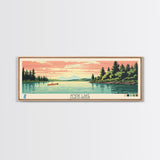 Amisk Lake Saskatchewan Framed Canvas Print, Panoramic Wall Art, Midcentury Modern, Pop Art, Travel Poster, Scenic Living Room Art