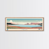 Angel Lake Nevada Framed Canvas Print, Panoramic Wall Art, Midcentury Modern, Pop Art, Travel Poster, Scenic Lake House Art