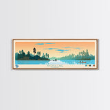 Apopka Lake Florida Framed Canvas Print, Panoramic Travel Poster, Midcentury Modern Wall Art, Pop Art, Nature Living Room Art