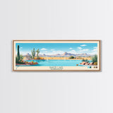 Baker Lake Washington Framed Canvas Print, Panoramic Travel Poster, Midcentury Modern Wall Art, Pop Art, Nature Living Room Art