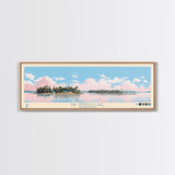 Bay Springs Lake Mississippi Framed Canvas Print, Panoramic Wall Art, Midcentury Modern, Pop Art, Travel Poster, Scenic Living Room Decor, Bedroom Art