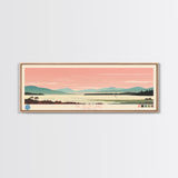 Big Glen Lake Michigan Framed Canvas Print, Panoramic Wall Art, Midcentury Modern, Pop Art, Travel Poster, Scenic Living Room Decor, Bedroom Art